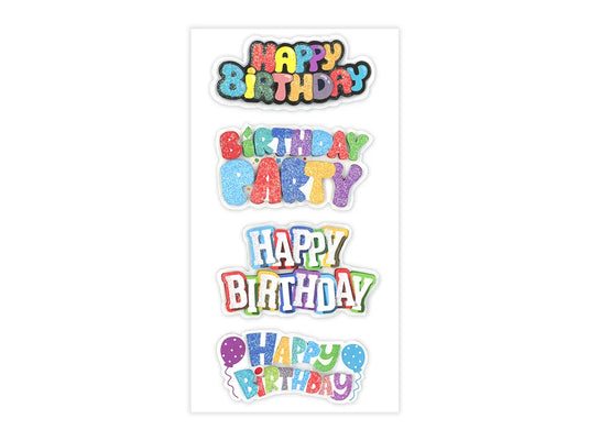 Handmade Sticker: 3D Glitter Cardstock Elements 250gsm G) Happy Birthday