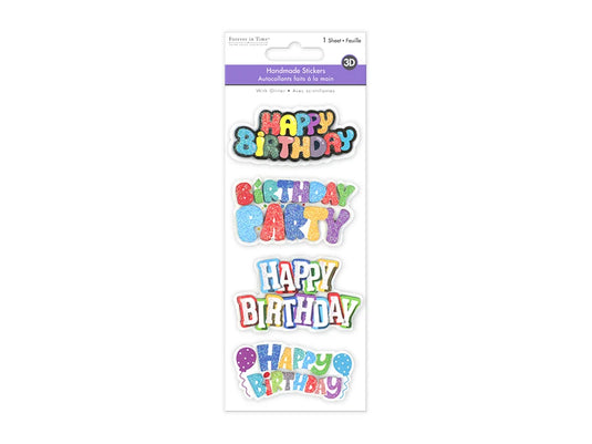Handmade Sticker: 3D Glitter Cardstock Elements 250gsm G) Happy Birthday