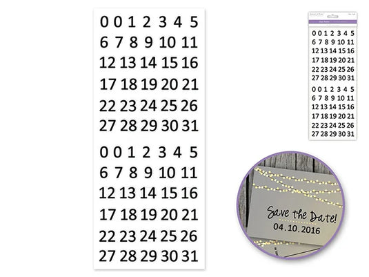 Paper Craft Sticker: 5"x12" Letters & Numbers Medley Clear N) Calendar Black 0.5"