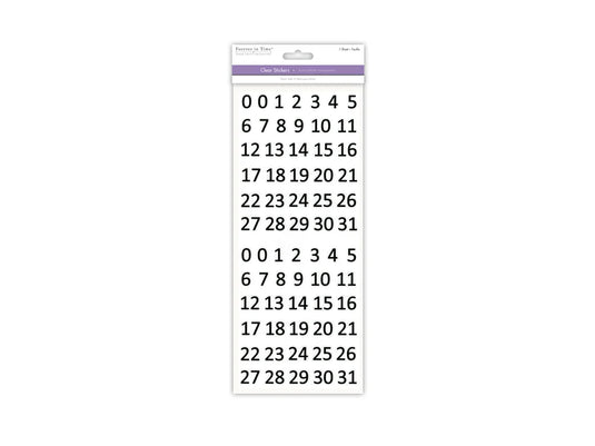 Paper Craft Sticker: 5"x12" Letters & Numbers Medley Clear N) Calendar Black 0.5"