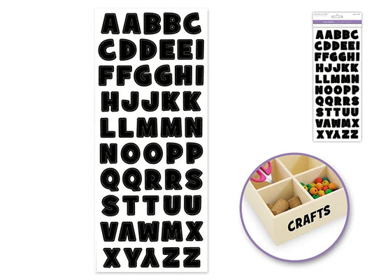 Paper Craft Sticker: 5"x12" Letters & Numbers Medley Clear R) Letters Black Bold
