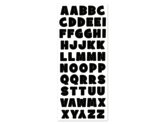 Paper Craft Sticker: 5"x12" Letters & Numbers Medley Clear R) Letters Black Bold