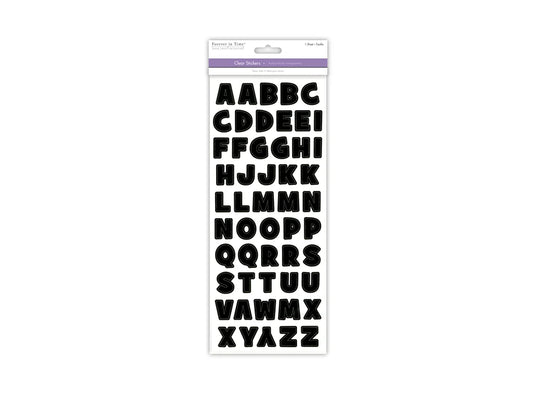 Paper Craft Sticker: 5"x12" Letters & Numbers Medley Clear R) Letters Black Bold