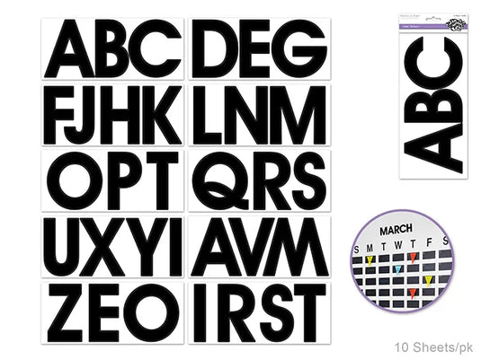 Paper Craft Sticker: 4.5" Giant Letters 10 Sheets A) Large Caps Black