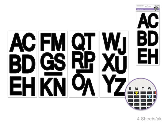 Paper Craft Sticker: 3" Biggie Fonts 4 Sheets A) Large Caps Black
