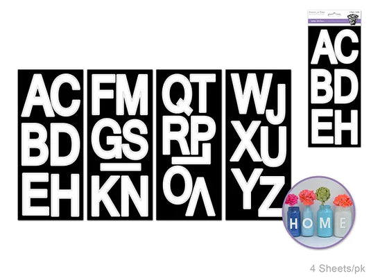 Paper Craft Sticker: 3" Biggie Fonts 4 Sheets B) Large Caps White