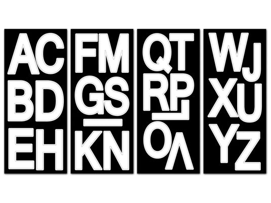 Paper Craft Sticker: 3" Biggie Fonts 4 Sheets B) Large Caps White