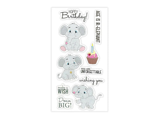 Handmade Sticker: 3D Glitter Cardstock Elements 250gsm I) Elephant Bday