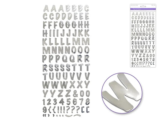 Paper Craft Sticker: 5"x12" Foil Fancy Everyday Themes Clear Photo Safe R) Silver Caps Font