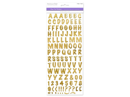 Paper Craft Sticker: 5"x12" Foil Fancy Everyday Themes Clear Photo Safe S) Gold Caps Font