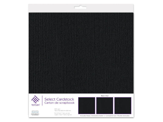 Scrapbook Paper: 12"x12" Textura Select Cardstock Pre-Packaged K) Black