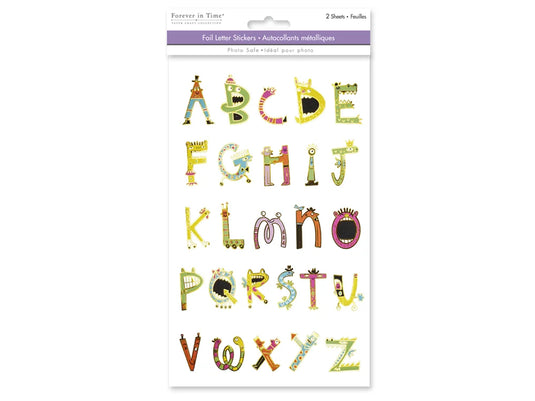Paper Craft Stickers: 5.75"x9.45" Alpha Foil Fun 2 Sheets A) Cool Creatures
