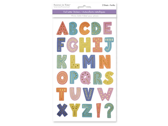 Paper Craft Stickers: 5.75"x9.45" Alpha Foil Fun 2 Sheets B) Block Party