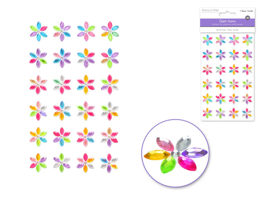Paper Craft Sticker: 3.7"x6.1" Gem Icons A) Daisy Dazzle