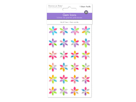 Paper Craft Sticker: 3.7"x6.1" Gem Icons A) Daisy Dazzle