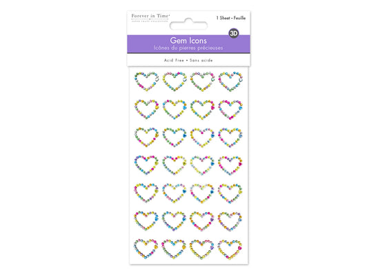 Paper Craft Sticker: 3.7"x6.1" Gem Icons B) Dainty Hearts