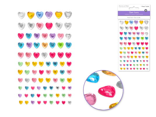 Paper Craft Sticker: 3.7"x6.1" Gem Icons D) Hearts Medley