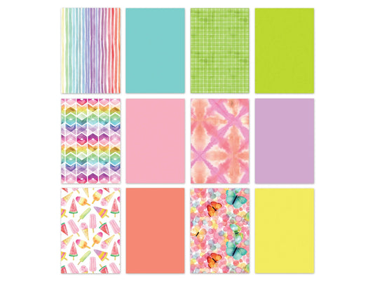 Paper Pads: 5.8"x8.2" Vellum Foil Print Stack Packs 12sheet L) Technicolor