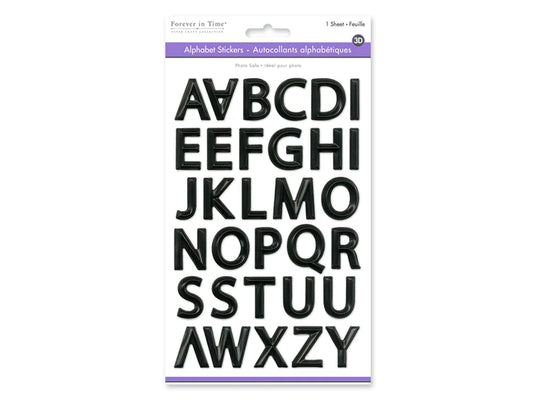 Paper Craft Sticker: 5.7"x9.8" 3D Alpha PVC C) Black