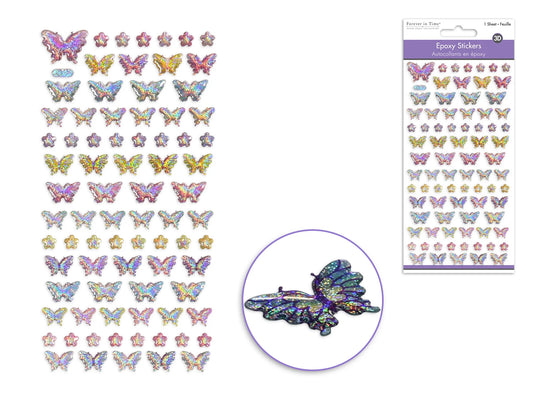 Paper Craft Sticker: 3D Epoxy Mini Elements 9x17.5cm M) Florals & Butterflies 2
