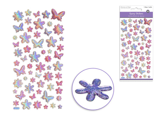 Paper Craft Sticker: 3D Epoxy Mini Elements 9x17.5cm N) Florals & Butterflies 3