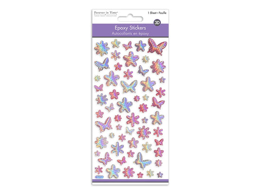 Paper Craft Sticker: 3D Epoxy Mini Elements 9x17.5cm N) Florals & Butterflies 3