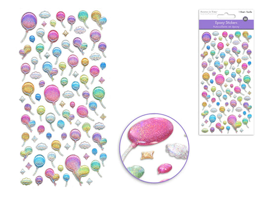 Paper Craft Sticker: 3D Epoxy Mini Elements 9x17.5cm A) Balloons