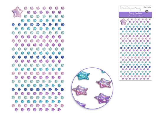 Paper Craft Sticker: 3D Epoxy Mini Elements 9x17.5cm B) Stars- Multi