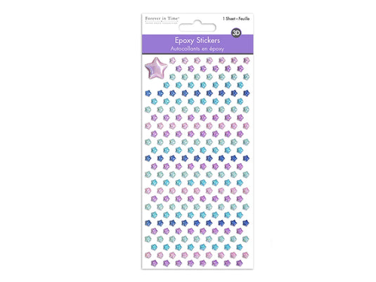 Paper Craft Sticker: 3D Epoxy Mini Elements 9x17.5cm B) Stars- Multi