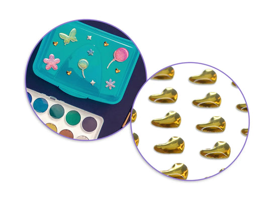 Paper Craft Sticker: 3D Epoxy Mini Elements 9x17.5cm D) Hearts- Gold