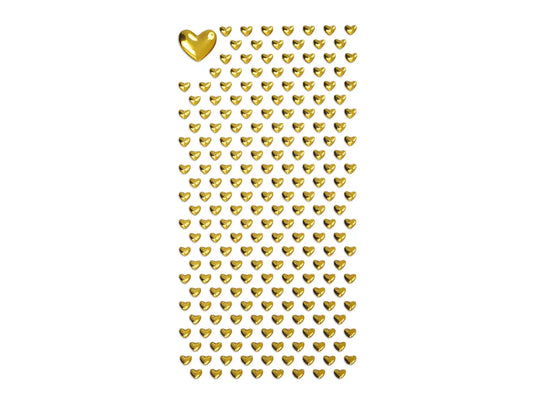 Paper Craft Sticker: 3D Epoxy Mini Elements 9x17.5cm D) Hearts- Gold