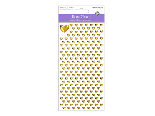 Paper Craft Sticker: 3D Epoxy Mini Elements 9x17.5cm D) Hearts- Gold