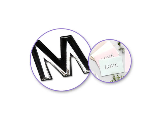 Paper Craft Sticker: 5.7"x9.8" 3D Alpha PVC D) Black w/Silver Foil