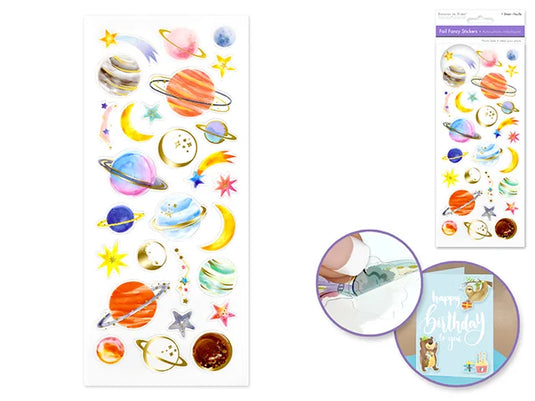 Paper Craft Sticker: 10cmx23cm Foil Fancy C) Outer Space