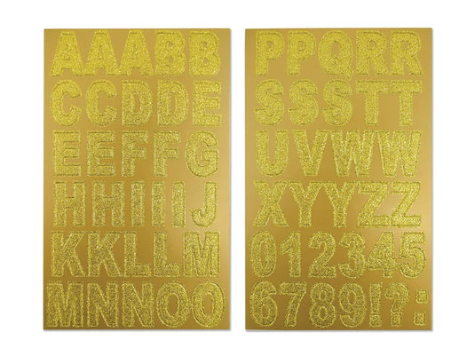 Paper Craft Stickers: 14.5cmx24cm Chipboard Glitter Letters 2sheets A) Gold