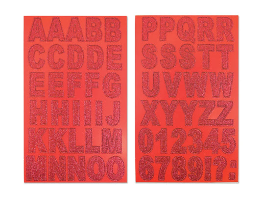Paper Craft Stickers: 14.5cmx24cm Chipboard Glitter Letters 2sheets G) Red