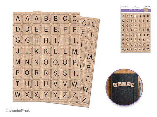 Paper Craft Stickers: 15x20cm Chipboard Letters x112 (2x2cm) 2sheets