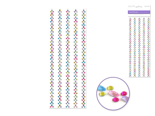 Paper Craft Sticker: 10cmx27cm Jewel Borders T) Gem Medley Strip 2