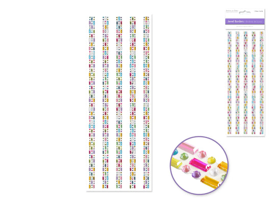 Paper Craft Sticker: 10cmx27cm Jewel Borders U) Gem Medley Strip 3
