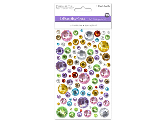 Paper Craft Sticker: 3.93"x5.9" Balloon Blast Gems B) Multicolor
