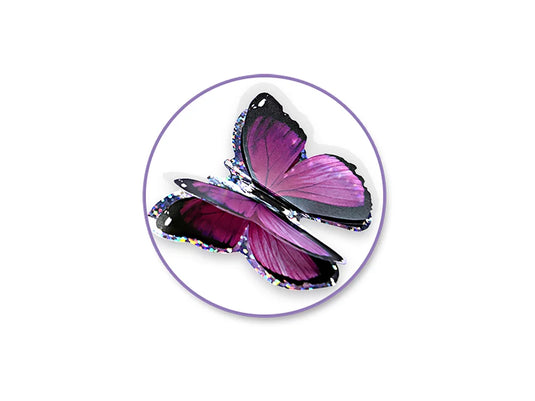 Handmade Stickers: 12cmx17cm 3D Pop-Ups Foil Butterflies 8pc E) Shades of Violet