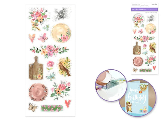 Paper Craft Sticker: 10cmx23cm Foil Fancy F) Vintage Floral