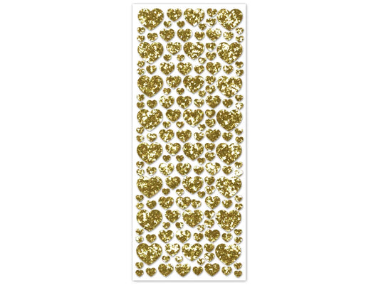 Paper Craft Sticker: 12.5cmx30.5cm Glitter Shapes C) Gold Hearts