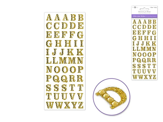Paper Craft Sticker: 3.37"x7.87" Gemmed Glitter Letters B) Gold