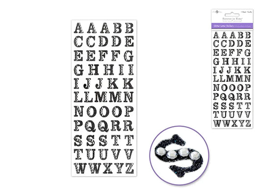 Paper Craft Sticker: 3.37"x7.87" Gemmed Glitter Letters C) Black