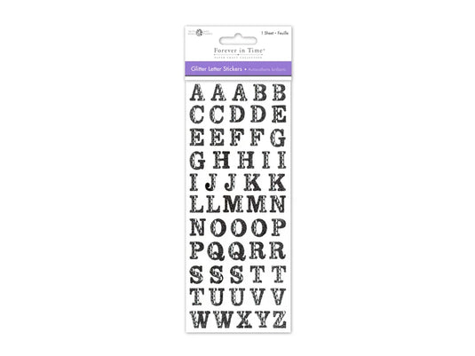 Paper Craft Sticker: 3.37"x7.87" Gemmed Glitter Letters C) Black