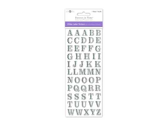 Paper Craft Sticker: 3.37"x7.87" Gemmed Glitter Letters E) Silver