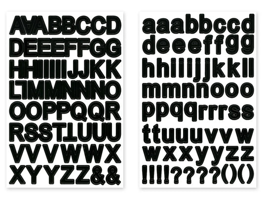 Paper Craft Sticker: 5.6"x8.7" Font Medley 2sheets D) Black Block Lrg. Cap 3/4"