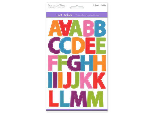Paper Craft Sticker: 5.6"x8.7" Font Medley 2sheets F) Multi Block Lrg. Cap 1 3/8"