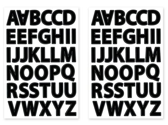 Paper Craft Sticker: 5.6"x8.7" Font Medley 2sheets G) Black Block Lrg. Cap 1 1/8"